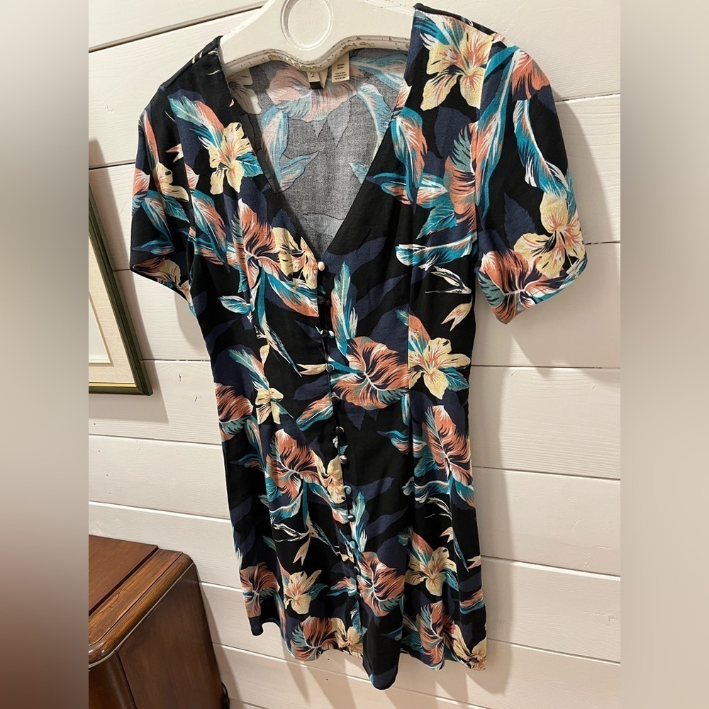 Floral Button-Front Mini Dress - Roxy XS - Picture 6 of 8